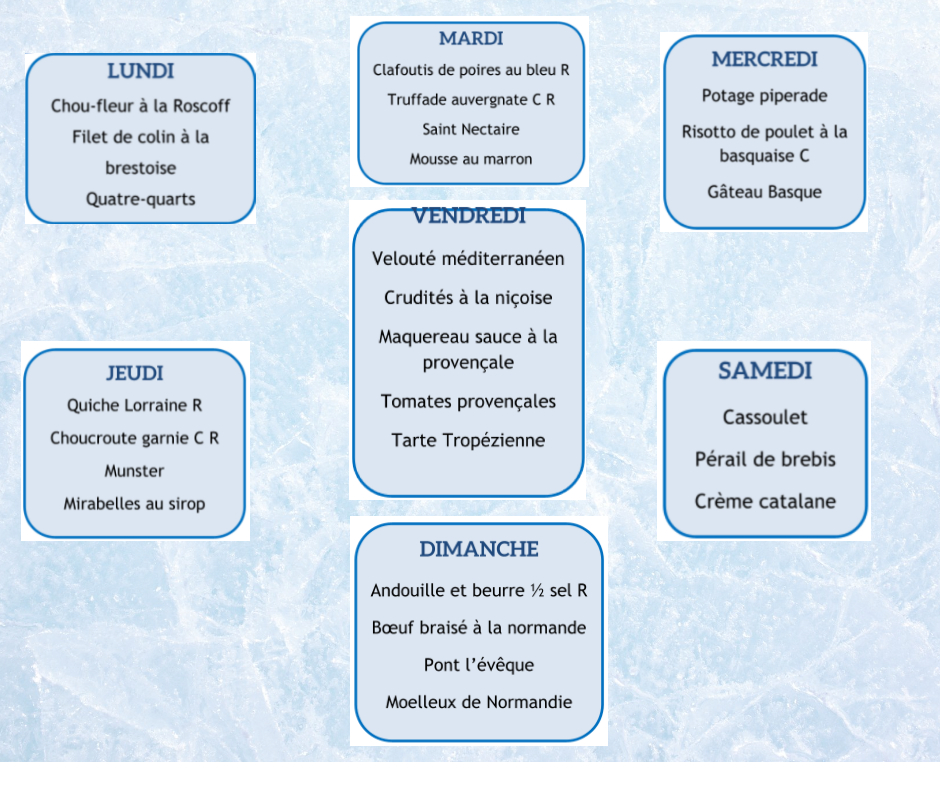 Repas Des Menus Services pour la semaine bleue