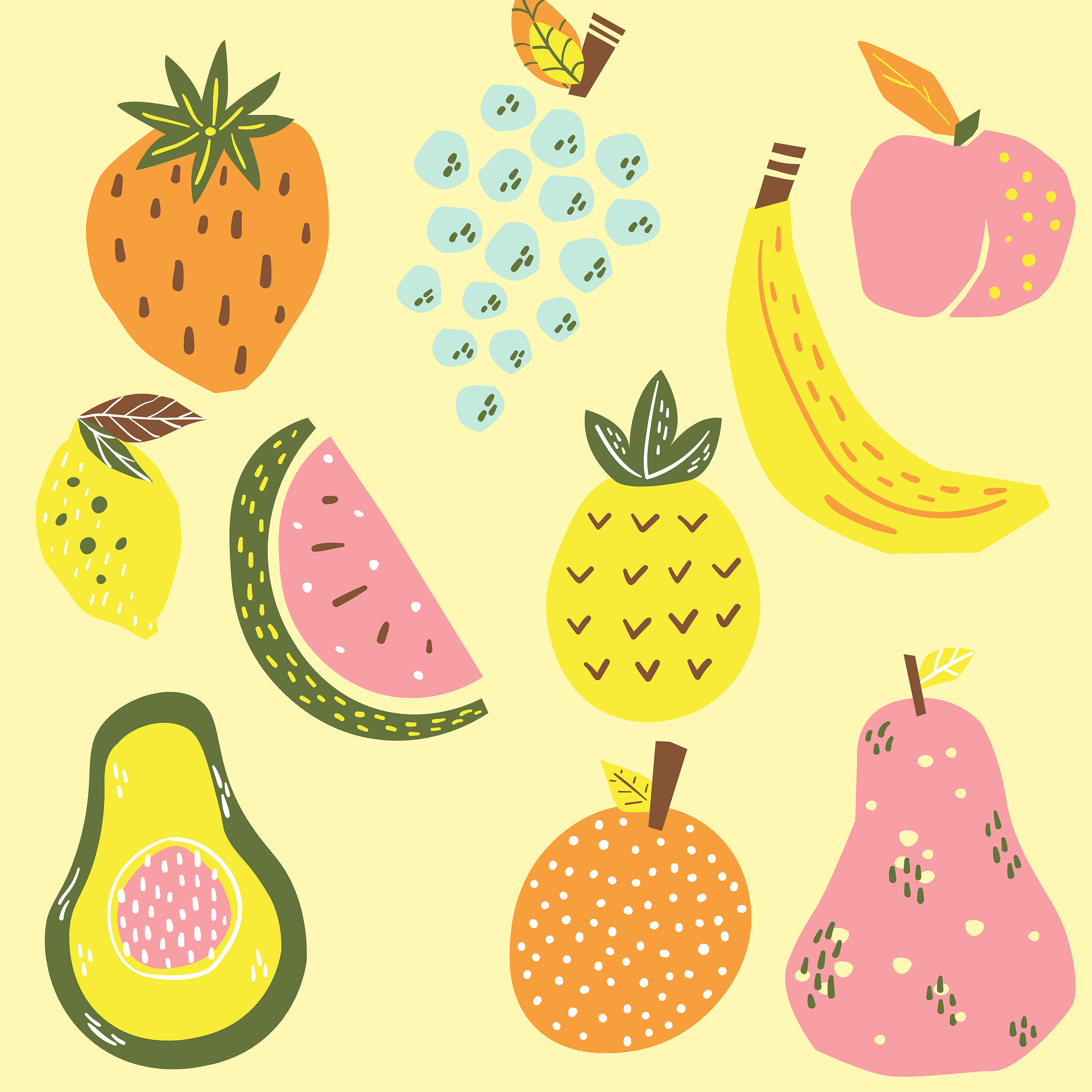 Les fruits en dessin