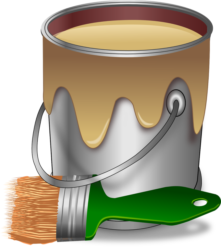 pot de peinture et pinceau