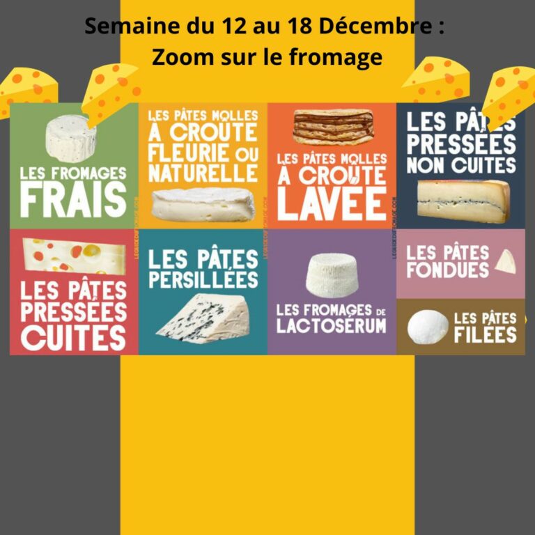 Menus équilibrés du 12 au 18 Décembre.