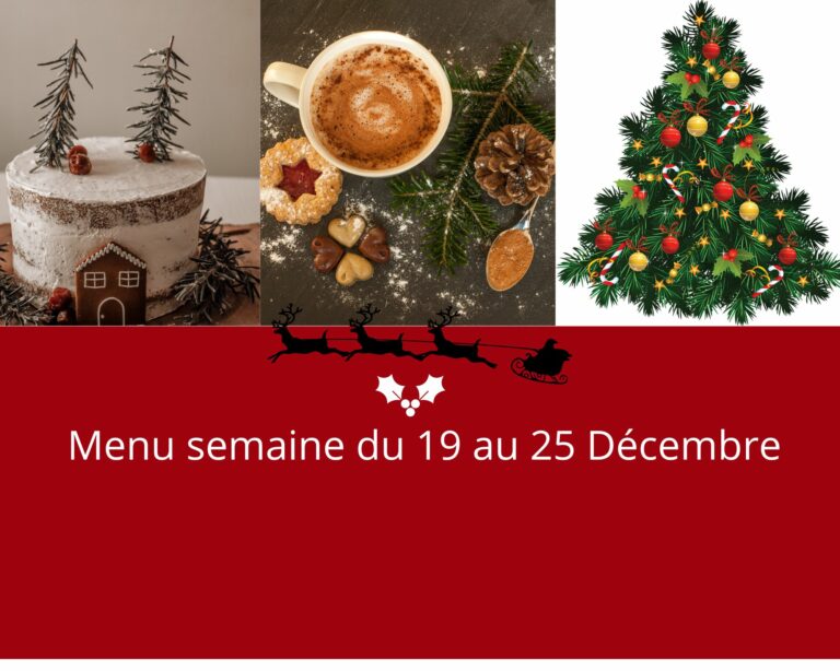 Repas équilibrés du 19 au 25 Décembre.