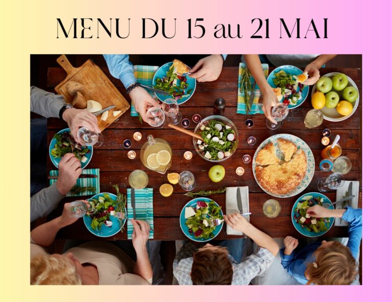 Repas variés du 15 au 21 mai 2023.