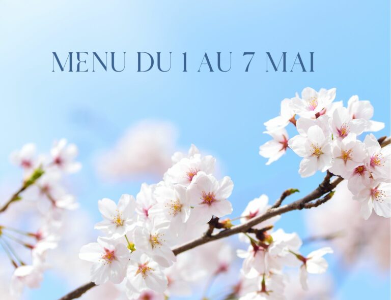 Menu varié du 1 au 7 mai 2023.