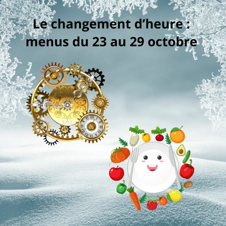 Menus équilibrés du 23 au 29 octobre 2023.