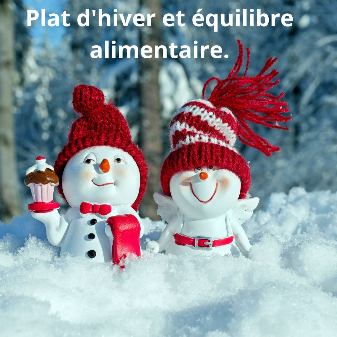 Alliance entre les plats d'hiver et l'équilibre alimentaire, bonhomme de neige joyeux avec un gâteau