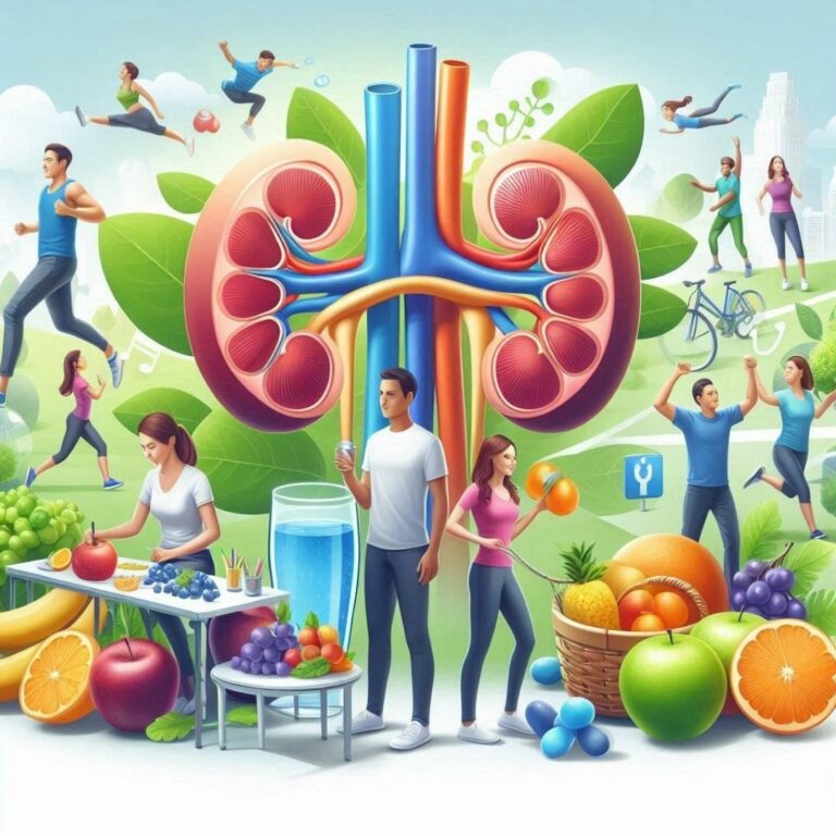 Personnes qui prennent soin de leurs reins en ayant une alimentation équilibrée, en s'hydratant, pratiquant une activité physique extérieure.
