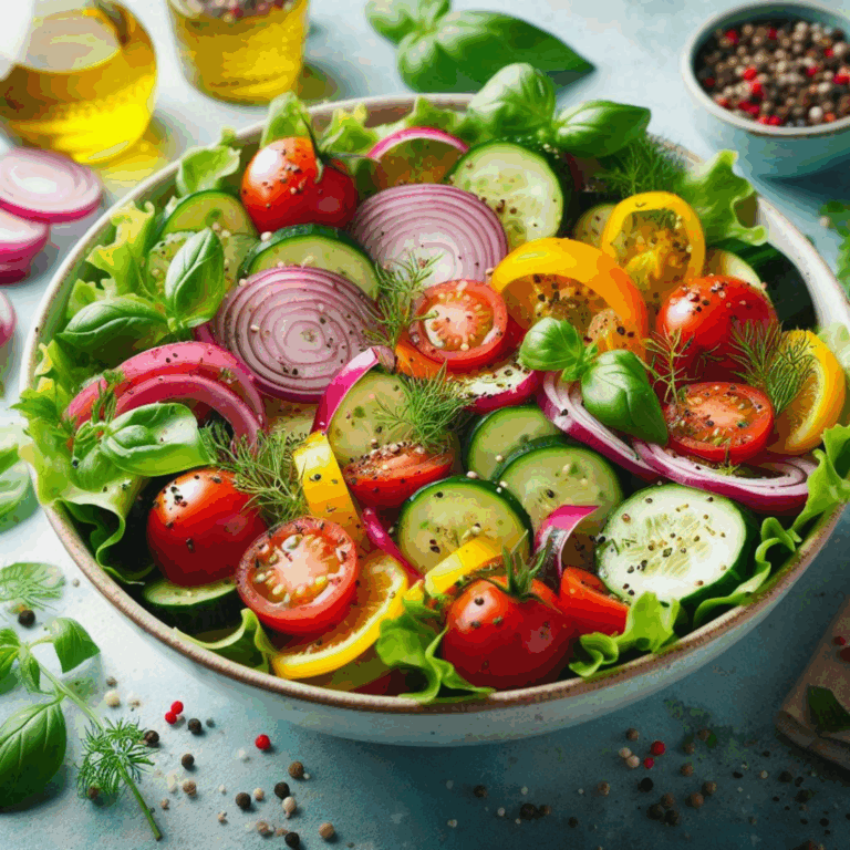Salade estivale colorée avec herbes fraîches et légumes crus