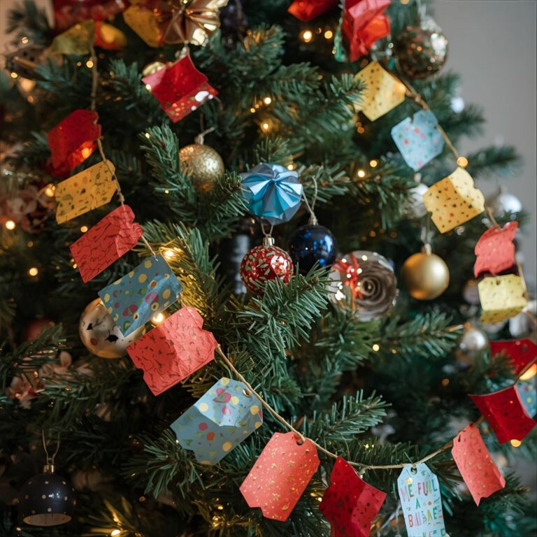 Guirlandes colorées faites à partir de papiers recyclés