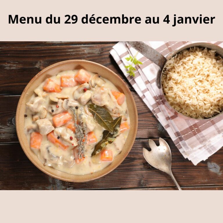 Bien manger en hiver : découvrez nos menus équilibrés du 29 décembre au 4 janvier.
