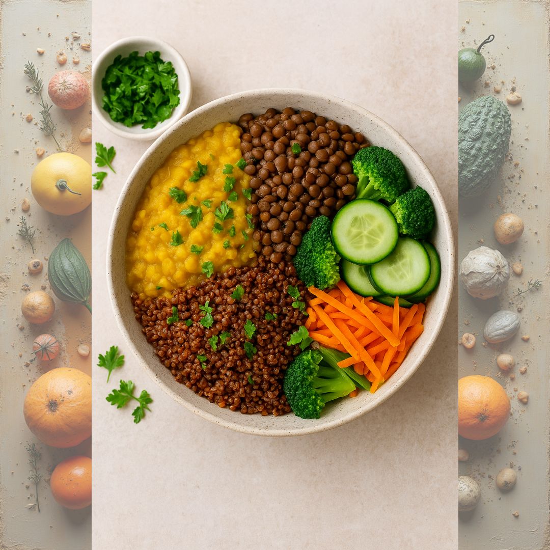 bols de dahl, lentilles ou quinoa