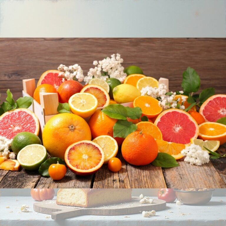 Agrumes colorés disposés sur une table